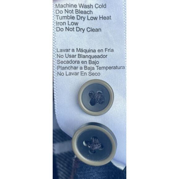 JACHS Flannel Long Sleeve Button Up Collared Men's Plaid Navy SIZE 29.5 Length - Picture 5 of 9